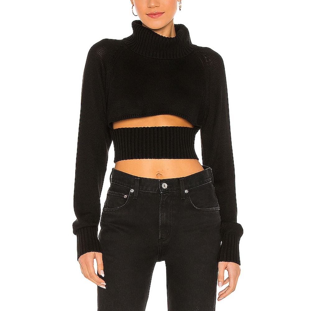 Nbd 'Winston' Black Cropped Turtleneck Sweater Size M